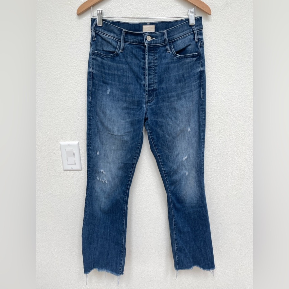MOTHER Blue Distressed Jeans